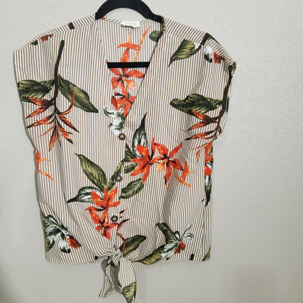 Sienna Sky Top Size S Floral Stripe
